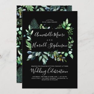 Greenery   Woodland   Modern Watercolor Wedding Invitation