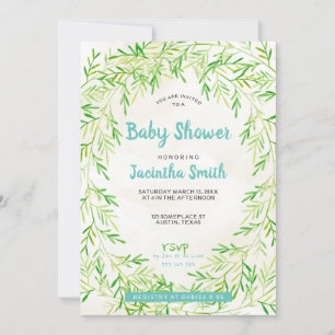 Greenery Wreath Baby Shower Invitation