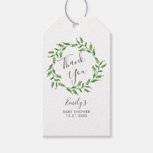 Greenery Wreath Baby Shower Thank You Favour Gift Tags