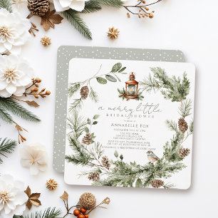 Greenery Wreath Merry Little Bridal Shower Invitation