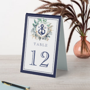 Greenery Wreath Navy Anchor Monogram Beach Wedding