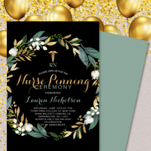 Greenery Wreath Nurse Pinning Ceremony Invitation