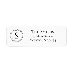 Greenery Wreath Return Address Return Address Label