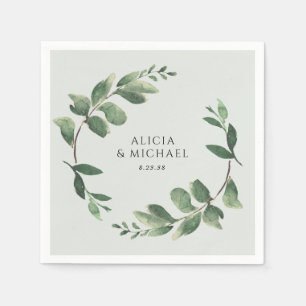 Greenery Wreath Sage Green Wedding Napkins