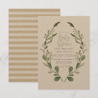 Greenery Wreath Watercolor | Baby Shower Invite