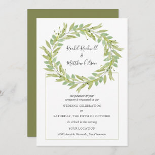 Greenery Wreath Wedding Invitation
