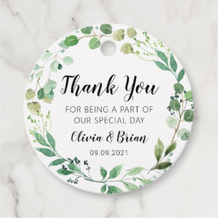 Greenery Wreath Wedding Thank You Favour Tag