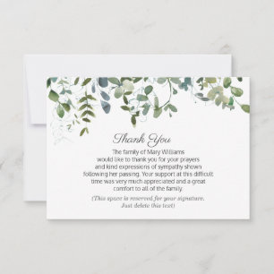 Greenery Your Signature Funeral Thank You Card