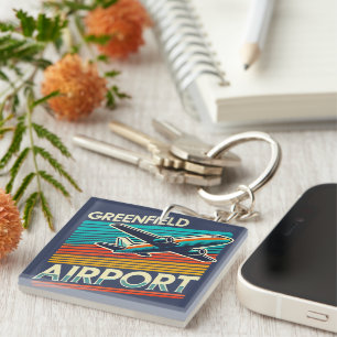 Greenfield Airport Retro Acrylic Keychain