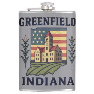 Greenfield Indiana Courthouse Patriotic Hip Flask