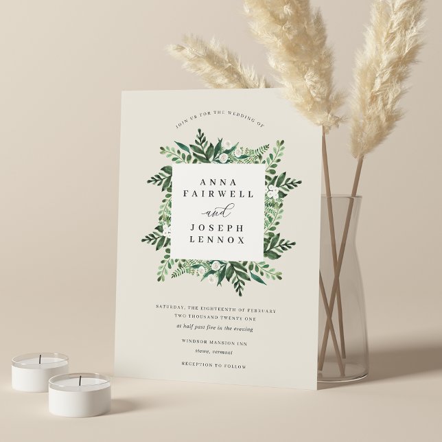 Greenhouse | Elegant Watercolor Botanical Wedding Invitation (Creator Uploaded)