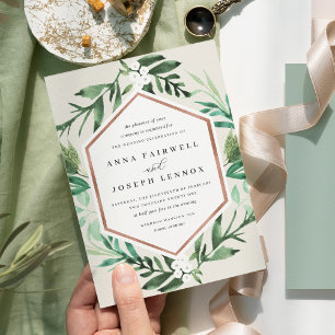 Greenhouse Frame   Watercolor Botanical Wedding Invitation