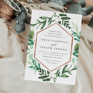 Greenhouse Frame   Watercolor Botanical Wedding Invitation