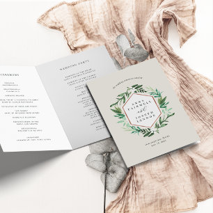 Greenhouse Frame Watercolor Botanical Wedding Program