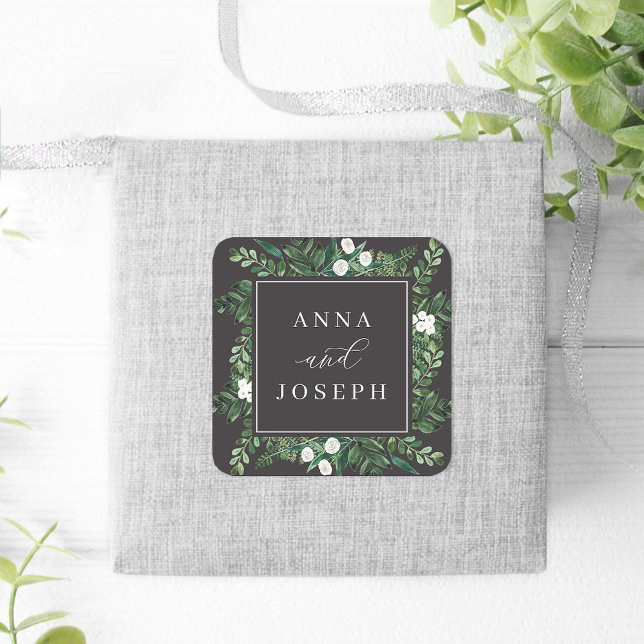 Greenhouse Frame | Watercolor Botanical Wedding Square Sticker (Creator Uploaded)