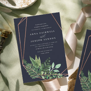 Greenhouse Geometric Watercolor Botanical Wedding Invitation