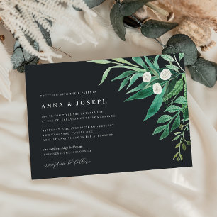 Greenhouse   Green Watercolor Foliage Wedding Invitation