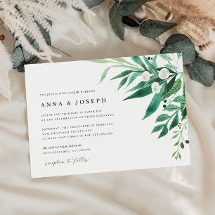 Greenhouse   Green Watercolor Foliage Wedding Invitation