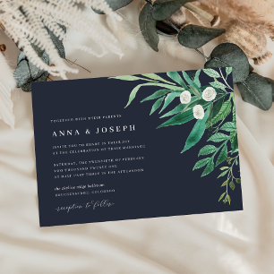 Greenhouse   Green Watercolor Foliage Wedding Invitation