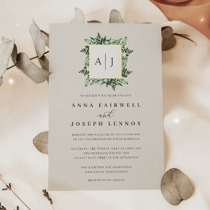 Greenhouse Monogram   Green Botanical Wedding