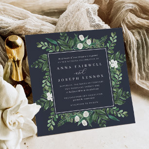 Greenhouse Square   Watercolor Botanical Wedding Invitation