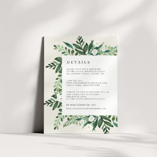 Greenhouse   Watercolor Botanical Guest Details Enclosure Card