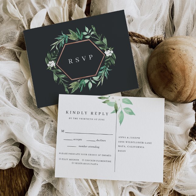 Greenhouse | Watercolor Botanical Meal Choice RSVP Invitation Postcard (Creator Uploaded)