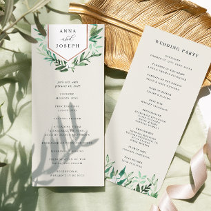 Greenhouse Watercolor Botanical Wedding Ceremony Program