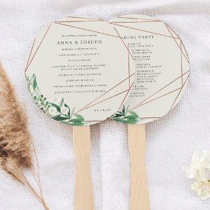Greenhouse Watercolor Botanical Wedding Program Hand Fan