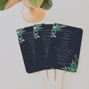 Greenhouse Watercolor Botanical Wedding Program Hand Fan