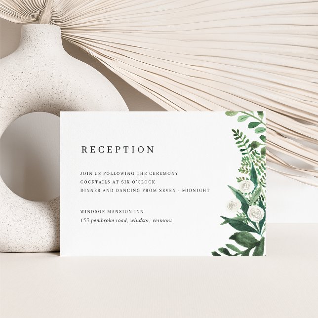 Greenhouse Watercolor Botanical Wedding Reception Enclosure Card (Creator Uploaded)