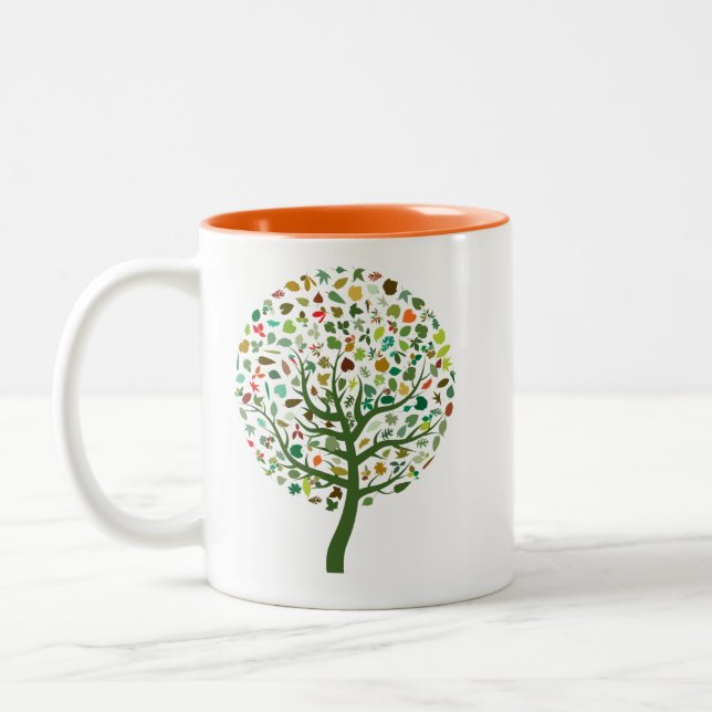 Greenie tree eco planet Two-Tone coffee mug (Left)