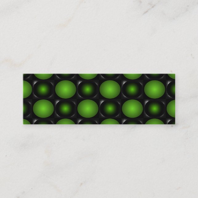 Greenish Chessboard 3D Design Green Mini Business Card (Front)