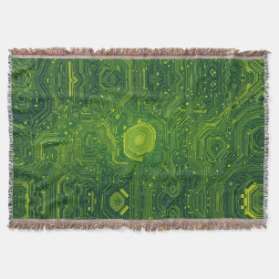 Greenish Cyber Throw Blanket