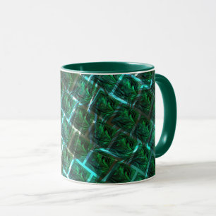 'Greenish framed eyes', scratches and blue grating Mug