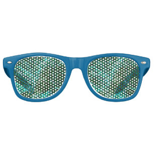 'Greenish framed eyes', scratches and bluish grid Retro Sunglasses