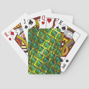 'Greenish framed eyes', scratches and golden grid Playing Cards