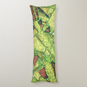 Greenish pale yellow painted volcanic rock drawing body cushion