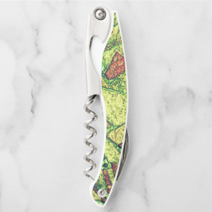 Greenish pale yellow painted volcanic stone design corkscrew