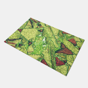 Greenish pale yellow painted volcanic stone design doormat