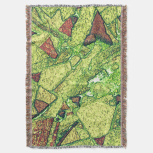 Greenish pale yellow painted volcanic stone design throw blanket