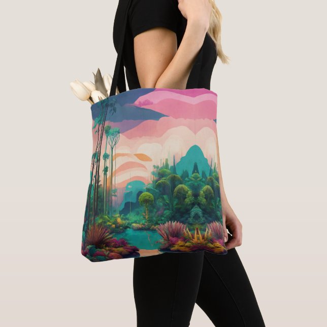 Greenish Rainforest Nature Love  Tote Bag (Close Up)