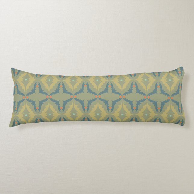 Greenish Retro Vintage Pattern Body Cushion (Front)