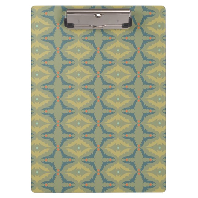 Greenish Retro Vintage Pattern Clipboard (Front)