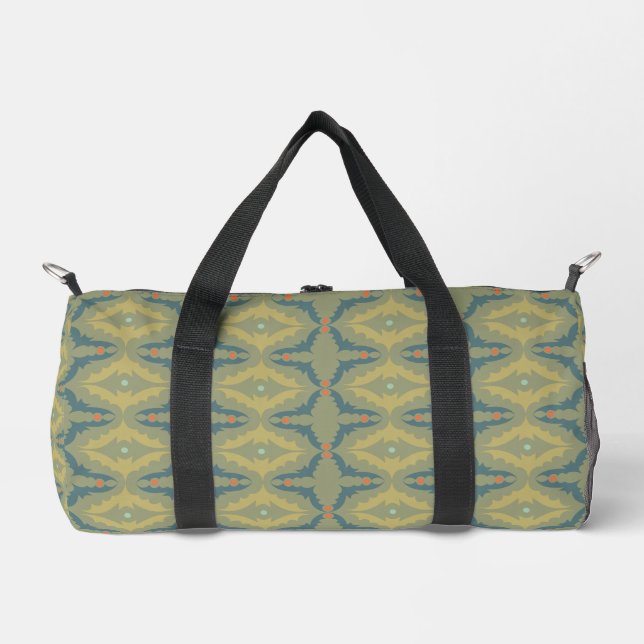 Greenish Retro Vintage Pattern Duffle Bag (Front)