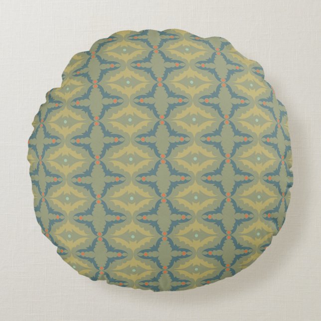 Greenish Retro Vintage Pattern Round Cushion (Front)