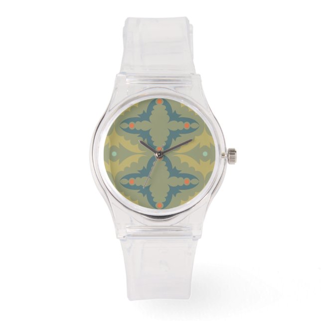 Greenish Retro Vintage Pattern Watch (Front)