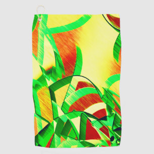 Greenish streaks over red image with drizzle golf towel