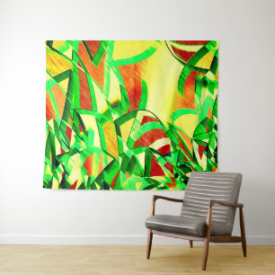 Greenish streaks over red image with drizzle tapestry