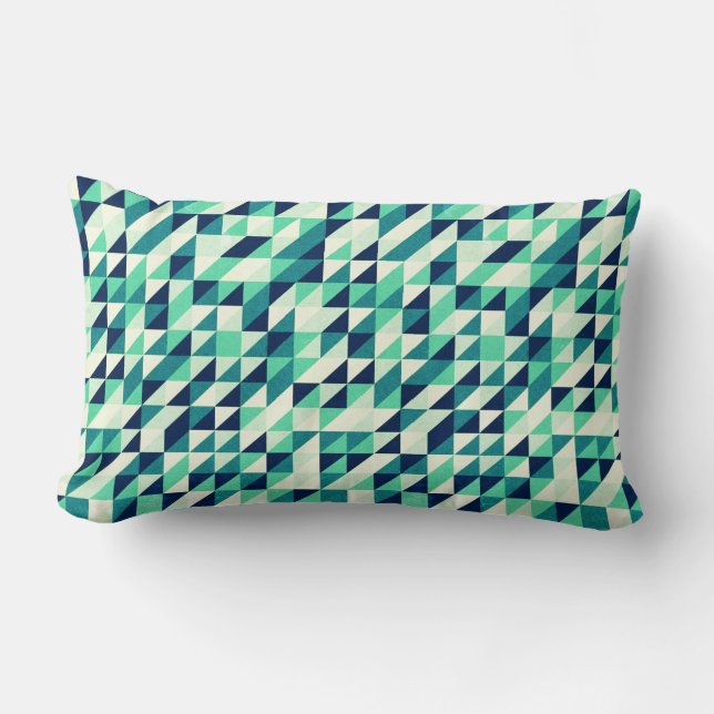 Greenish Triangle Pattern Lumbar Cushion (Front)